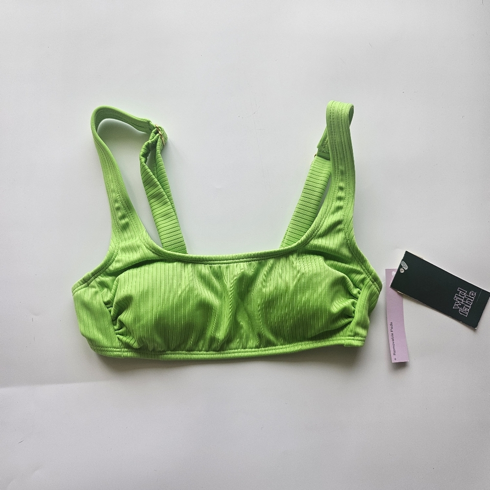 Wild Fable Green Ribbed Bikini Top